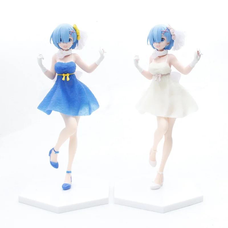 

28cm Kawaii Crystal Rem Blue Japan Anime Action Figure PVC Toys Cute Re: Zero White Clothes Dolls Room Decor Xmas Gift for Boys
