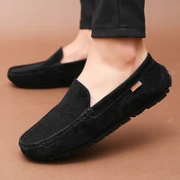new men casual shoes fashion summer mens shoes suede leather mens loafers moccasins brand slip on male flat driving shoes black