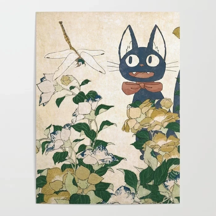 

Canvas Home Decor Hd Print Japanese Anime Cat Butterfly Wall Artwork Modular Plant Poster Painting Pictures Modern Living Room