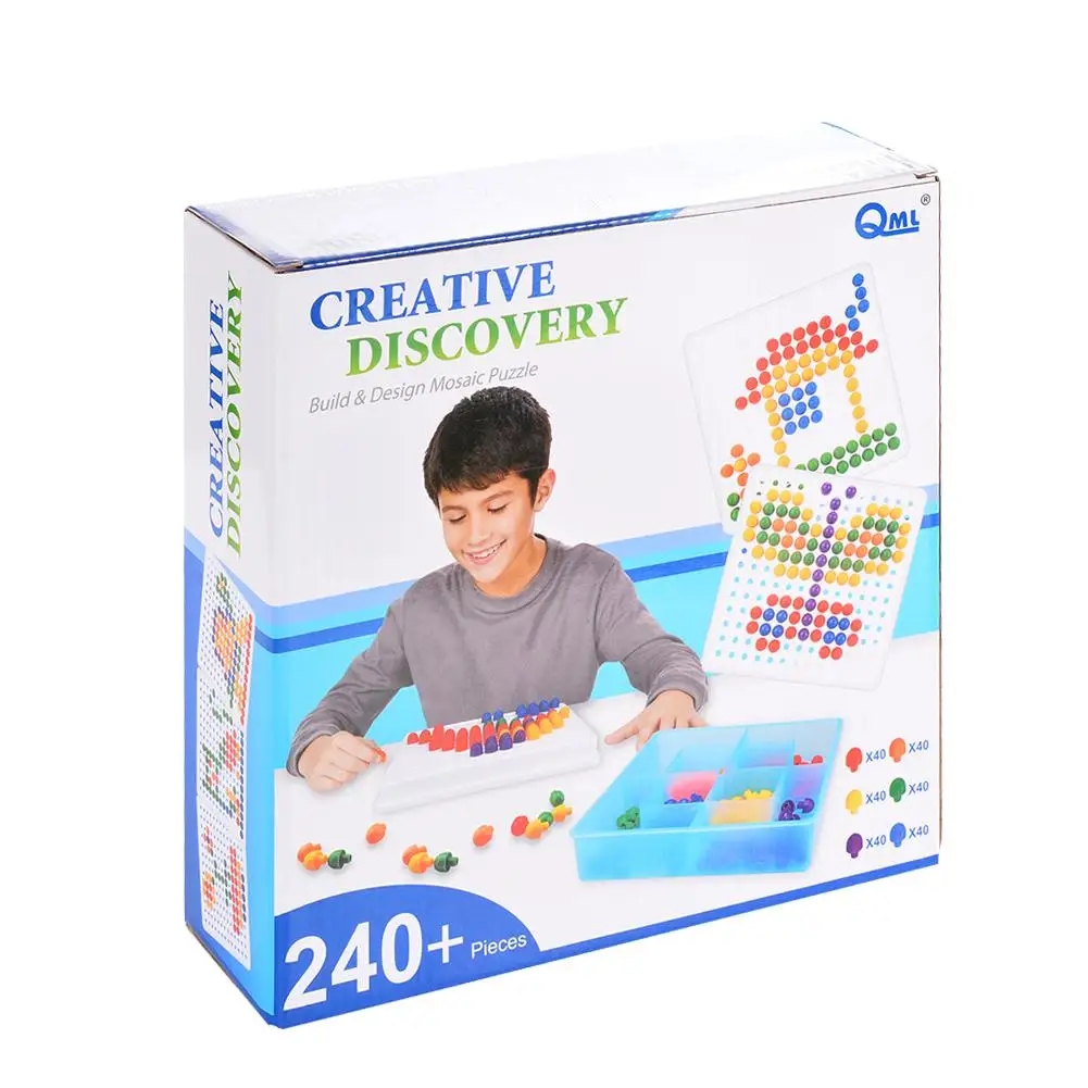 

Mushroom Nails Jigsaw Puzzle Game Creative Mosaic Puzzle Pegboard Eductional Toys (240-Piece)