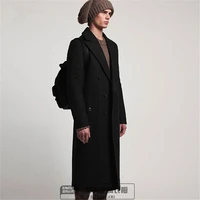 s 7xl2020 young autumnwinter trendsetter thick woolen coat british over the knee long woollen coat hair stylist coat black