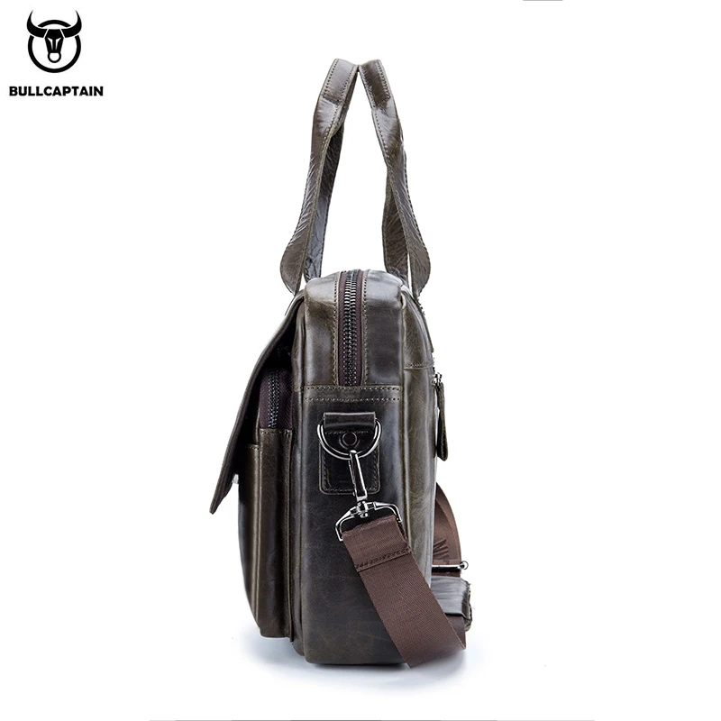 Мужская кожаная сумка BULLCAPTAIN Повседневная деловая мессенджер для ноутбука 14 1