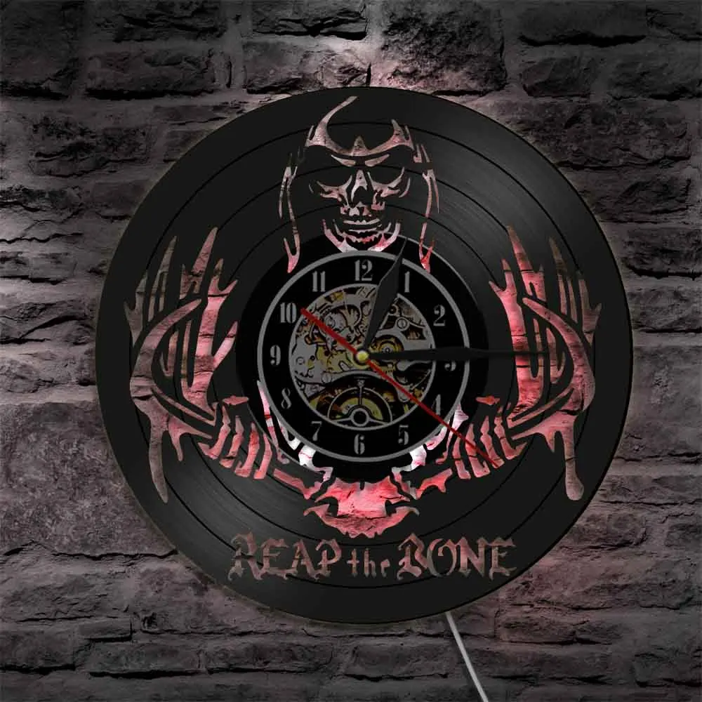 Настенные часы с изображением костяного черепа светильник в виде Дня мертвых