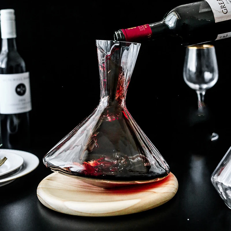 

1 Pcs fashion home lead-free crystal red wine decanter with wooden holder 1204-02