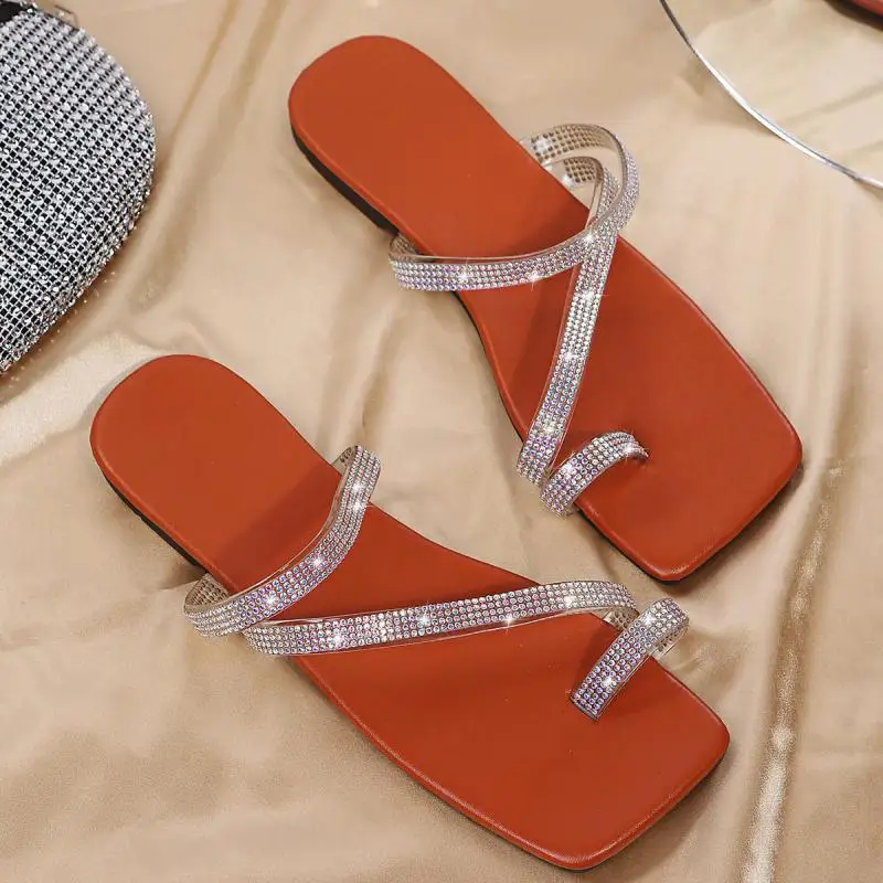 

Rhinestone Women Slippers Summer Flip Flops Peep Toe Female Casual Flats Sandals Fashion Home Footwear Ytmtloy Zapatillas Casa