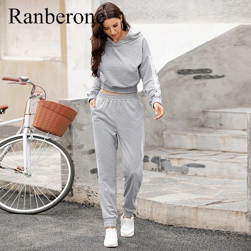 Спортивный костюм Ranberone Женский комплект из двух предметов с капюшоном