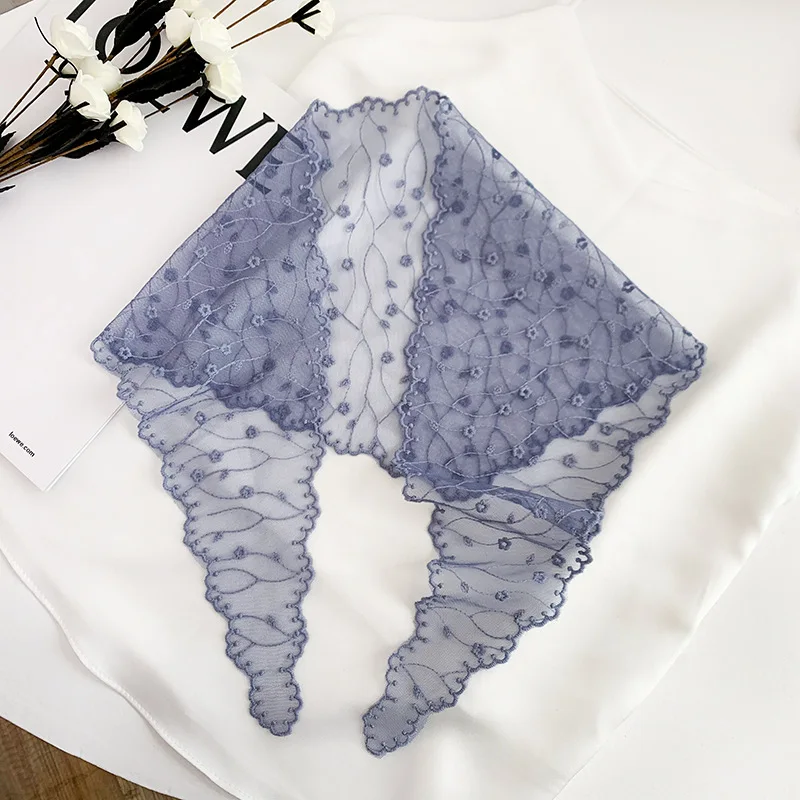 

New Korean Shirt Fake Collars Shawl Vintage Printed Shirt Detachable Collar Blouse Shoulder Wrap Scarf Female False Collars