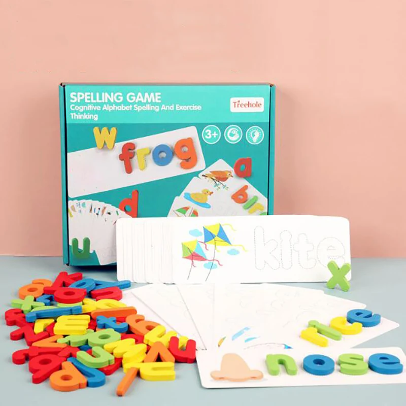 

Деревянные игрушки Монтессори, заклинание, игра, ранние искусственные буквы, алфавит, пазл, дошкольные Развивающие детские игрушки для дете...