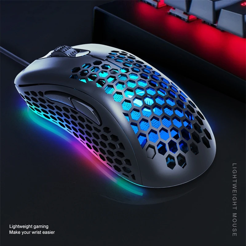 

Mouse gamer yarn shaped like honeycomb, , retrolighting, optical mouse for , computer source