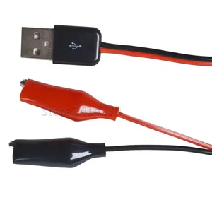 DIY провод питания Красный Черный Аллигатор тестовые зажимы к USB Штекерный разъем адаптер питания провод 60 см