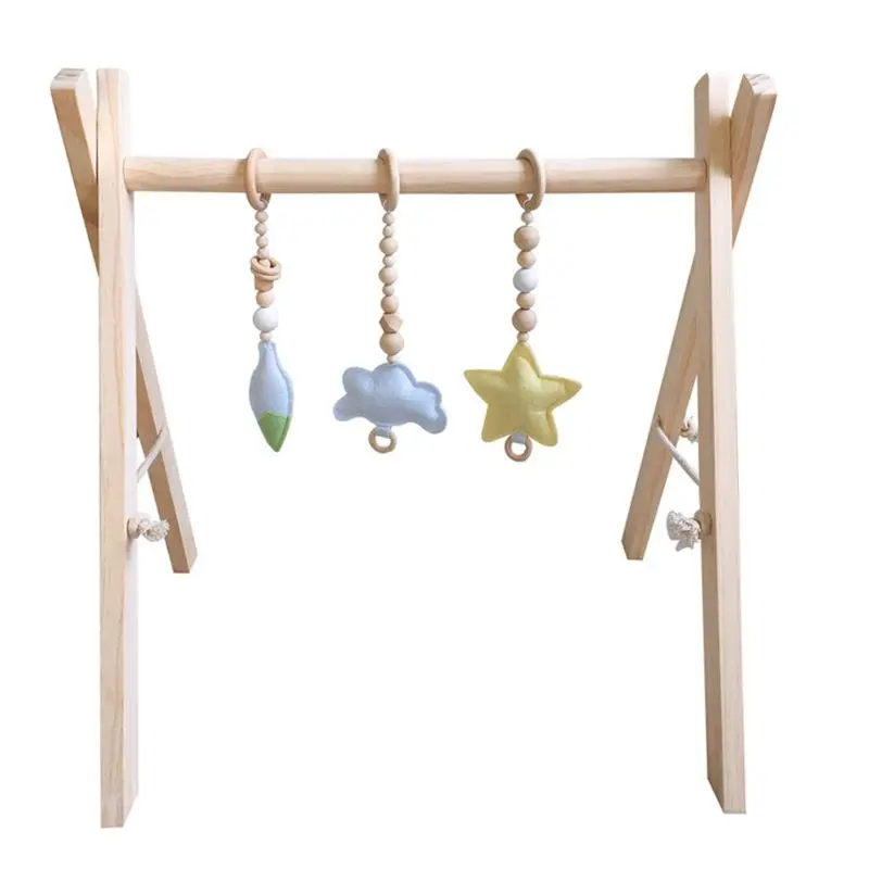 

Nordic Style Baby Gym Play Nursery Sensory Ring-pull Toy Wooden Frame Infant Room Toddler Clothes Rack Gift Kids Room Decor