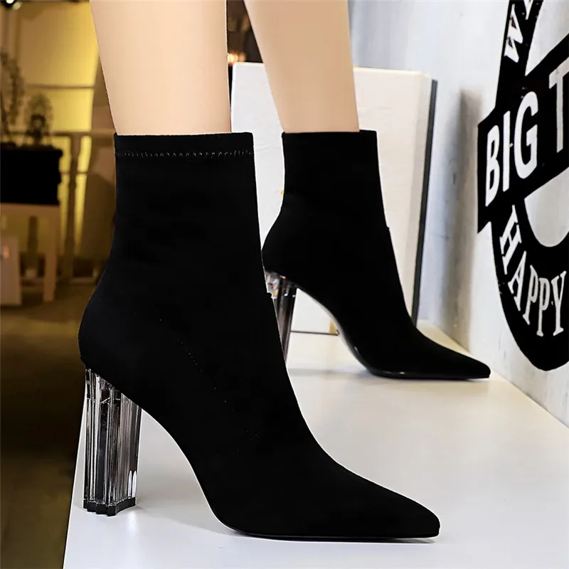

ASUMER 2020 Newest slim stretch boots women pointed toe high heel dress party shoes ladies autumn winter ankle boots women