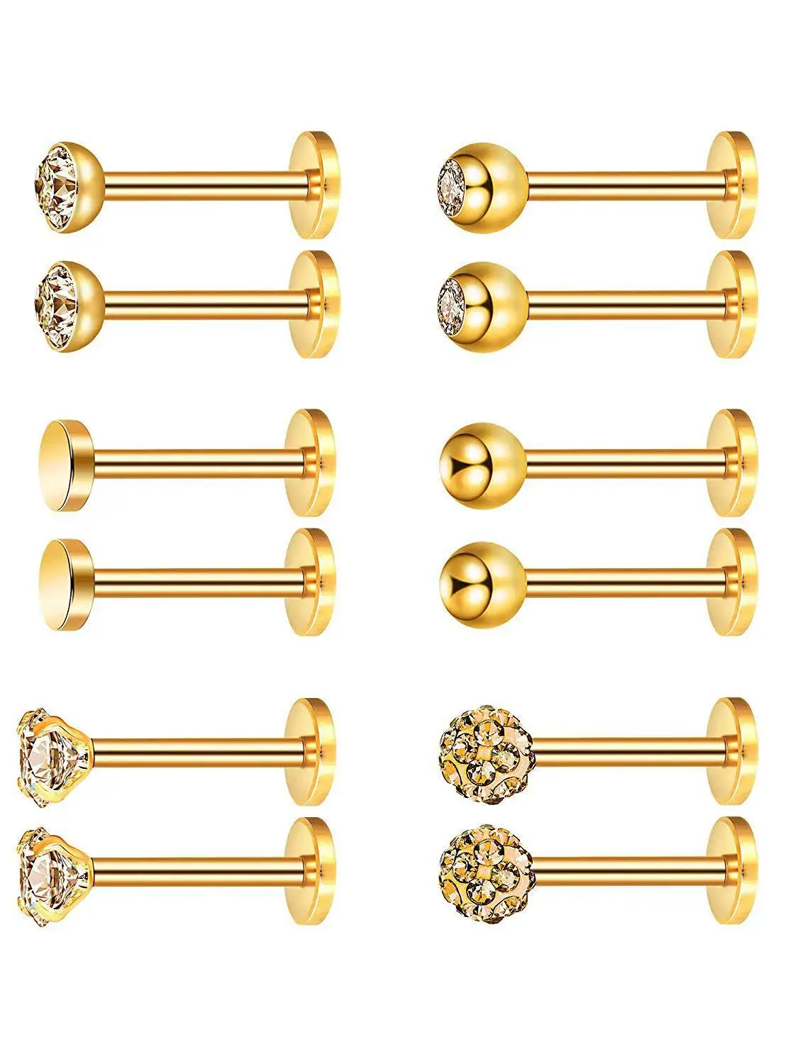 12 шт./лот кольцо для губ с кубическим цирконием зубчатый камень внутренней