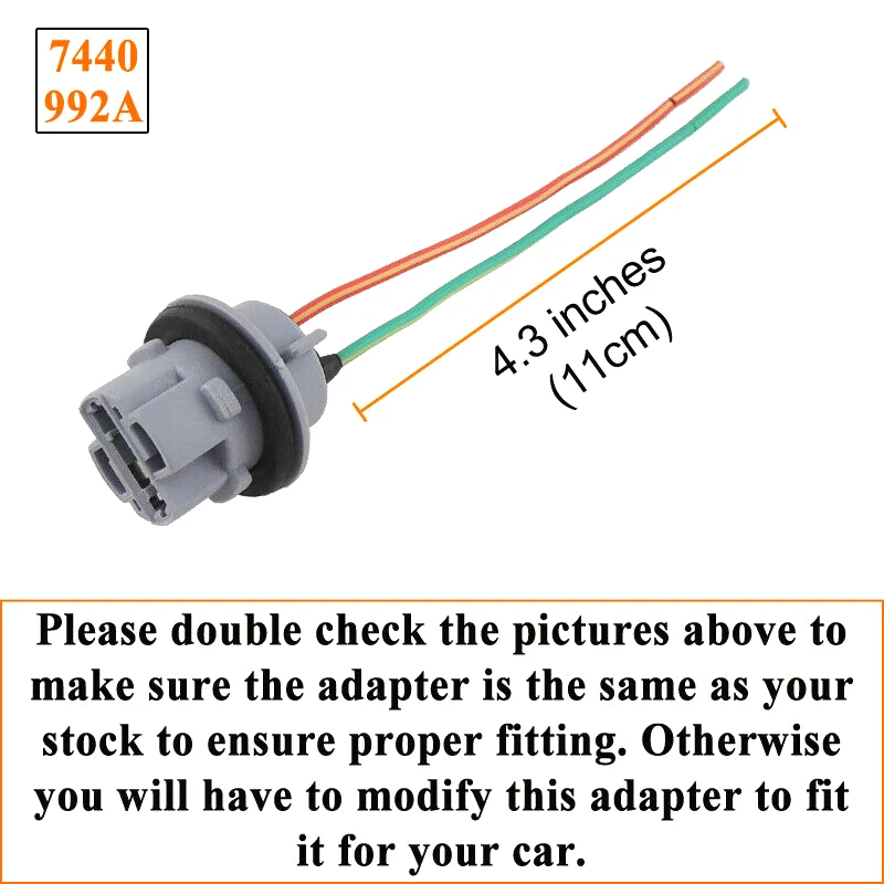 

2Pcs 7440 T20 Female Brake Turn Signal Bulb Holder Socket Adapter Wiring Harness