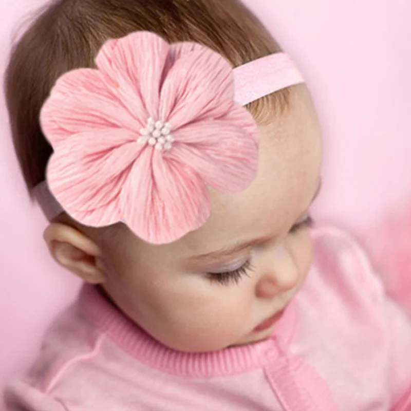 Новинка 2019 плиссированные детские аксессуары для волос с большим цветком