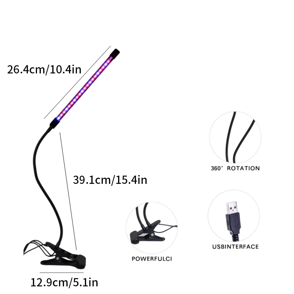 

LED Grow Light USB Phyto Lamp Adjustable Spectrum Efficient Heat Dissipation Control Phytolampfor Grow Tent Greenhouses Flowers