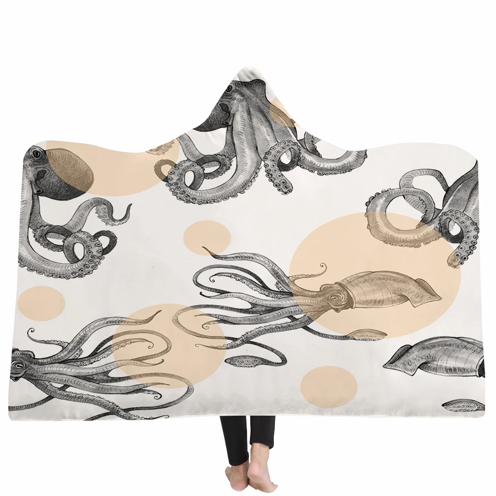 Одеяло с капюшоном s осьминог Волшебная Шляпа одеяло мягкое полиэфирное шерпа