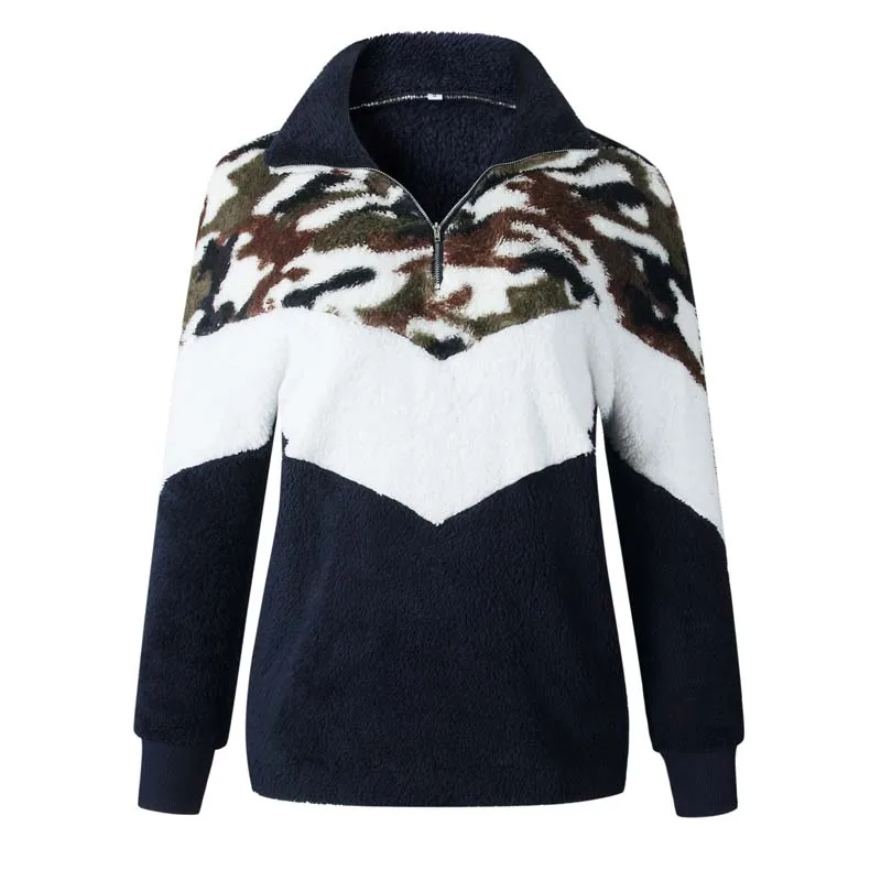 

2020 Autumn Half Zip Sweatshirt For Women Winter Thick Sweatshirt Teddy Plush Hoodie Women Long Sleeve Female Sweatshirt Ladies