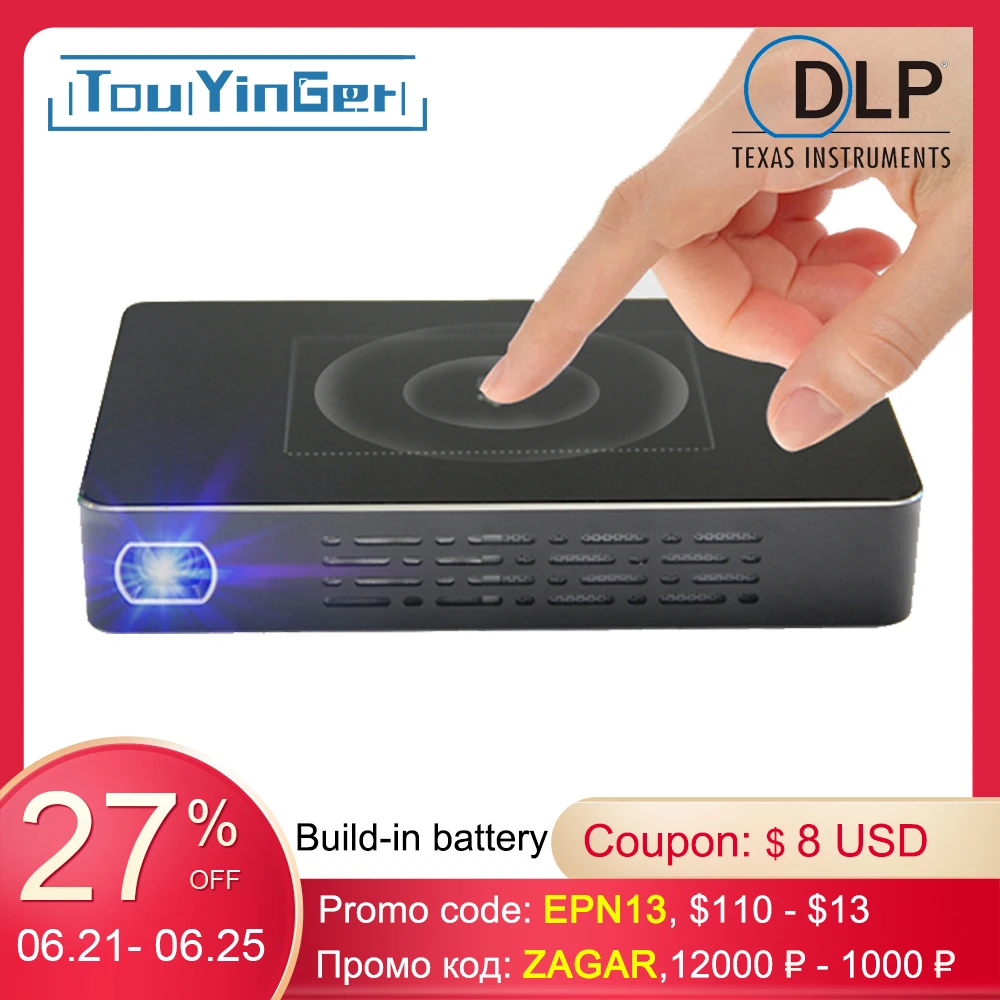 Touyinger D3 умный Android Wifi Мини карманный Пико Портативный Бимер LED DLP лазерный