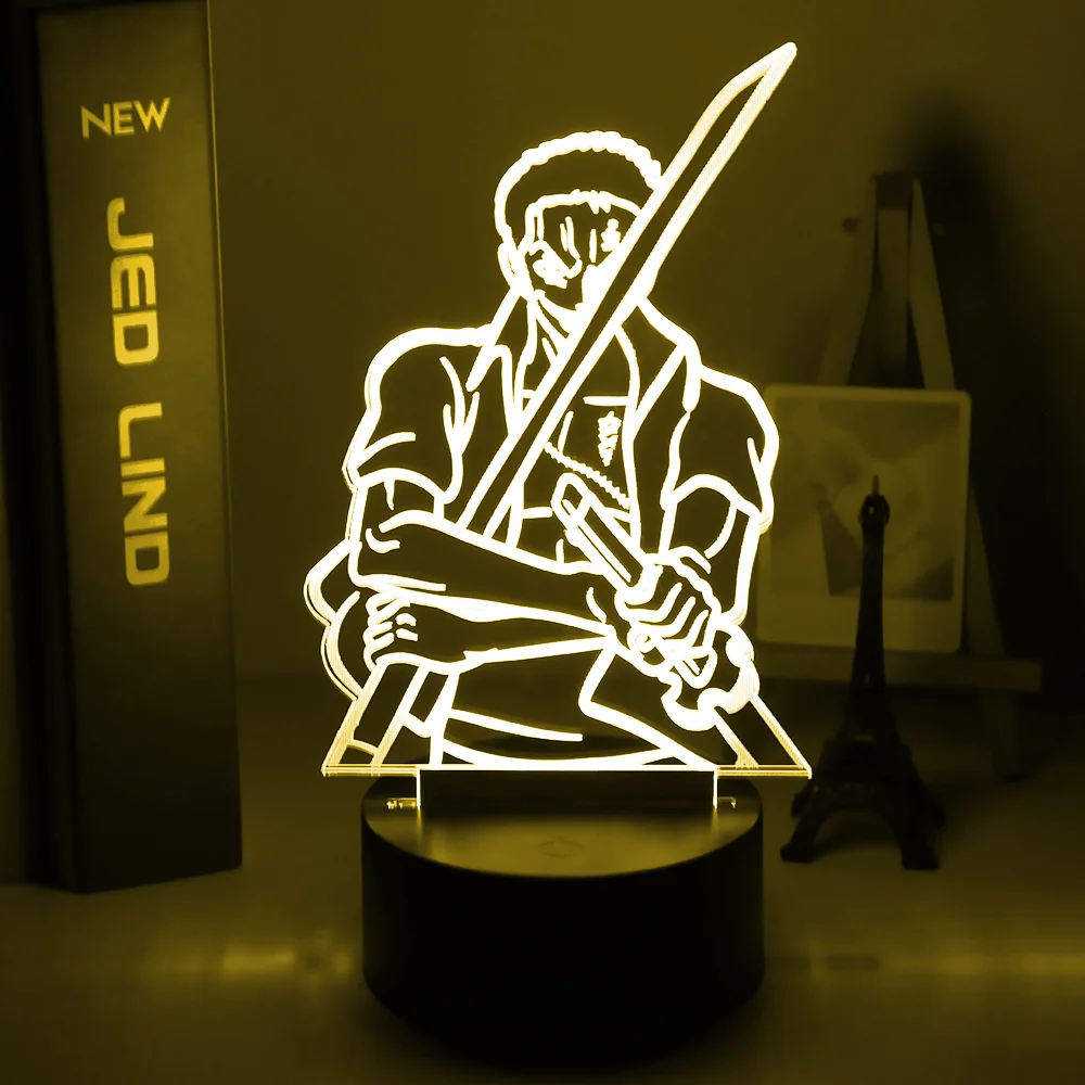 3d лампа аниме одна штука Roronoa Зоро с мечами фигурка ночник для украшения дома