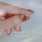 Женские серьги-гвоздики с кристаллами, асимметричное кольцо с геометрическим Цирконом