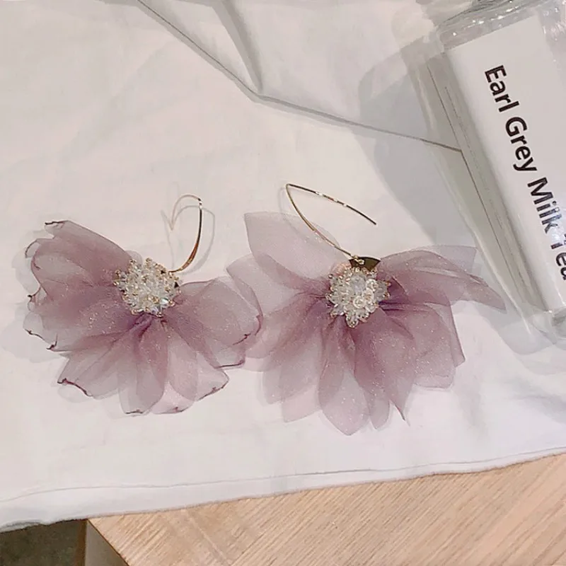 Женские массивные серьги подвески с крупными цветами|Серьги-подвески| |