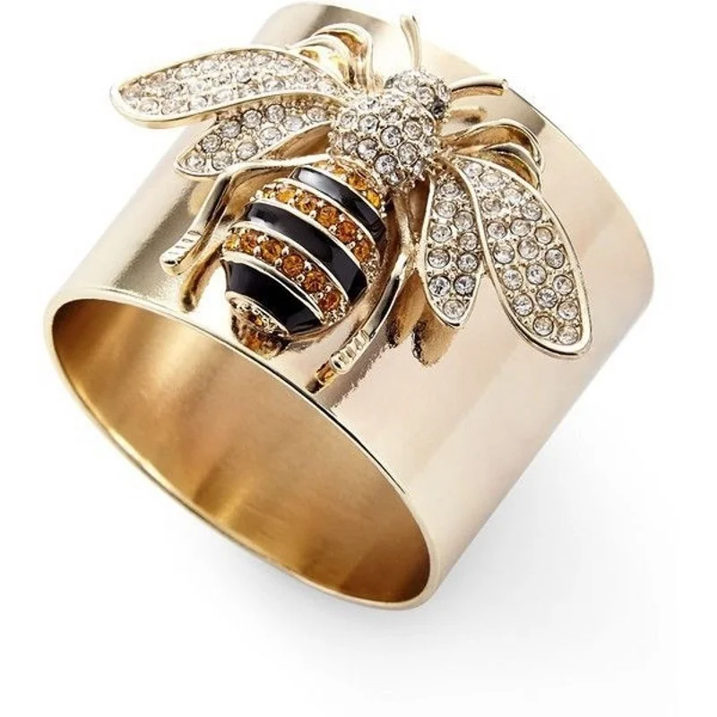 

Fashion women's bee honeycomb ring gold-plated wide brim ring women's wedding bohemian jewelry women gifts
