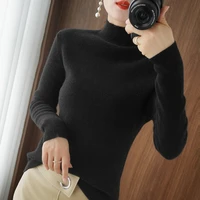 half turtleneck cashmere sweater women winter cashmere jumpers knit female long sleeve thick loose pullover