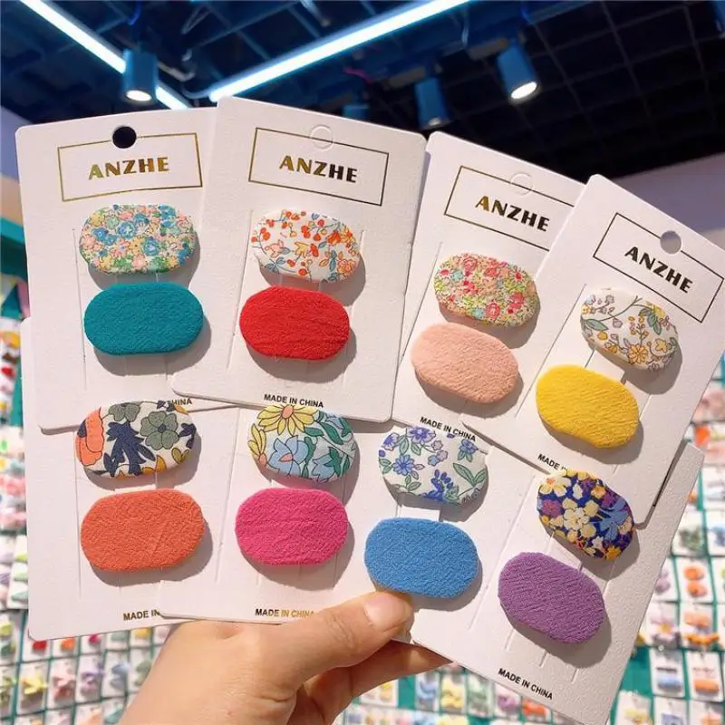 

2 Piece/lot Cute Floral Print Hair Clips Hair Accessories Children's Hairpin Little Girl Bb Clip Baby Clip Hairpin