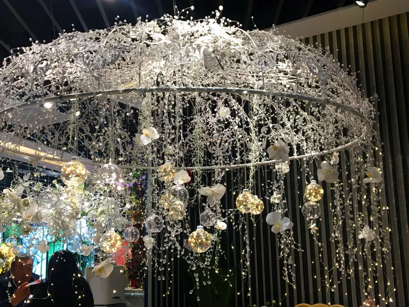 40" Clear Diamond Beaded Garlands Wire String Acrylic Crystal Garland Wedding Party Decoration Wreath DIY Wedding Centerpiece De