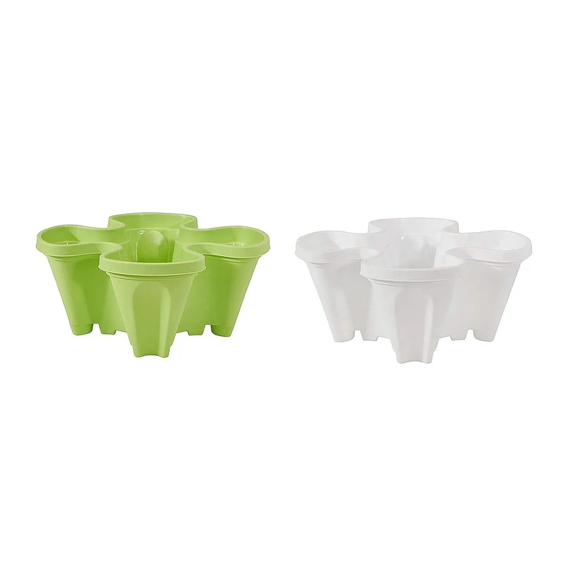 

2X Vertical Flower Pots, Bracket Stacking Flower Pots, Top-Down Self-Watering Layer (Green&White)