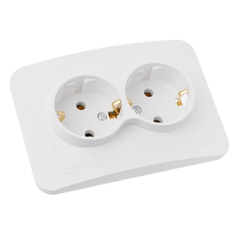 

EU Wall Socket Plug Electrical Outlets For Smart Home Double 16A 250V EU Standard Power Socket Black Plastic Panel118x80mm