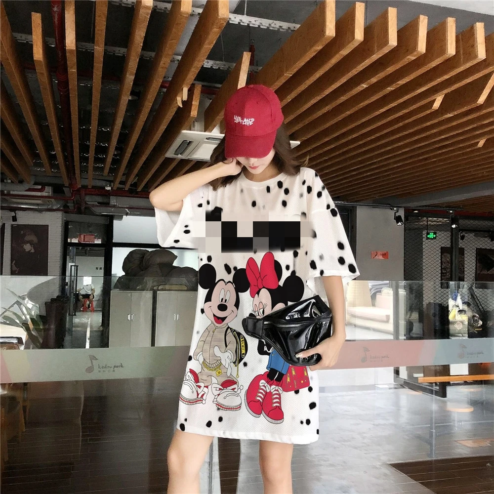 Футболка женская с коротким рукавом и круглым вырезом Повседневная Свободная