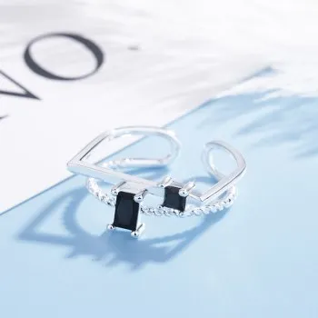 

Fashion Hipster Hemp Double-layer Zircon Ring Retro Open Index Finger Personality Great Gas Ring Hand Ornament Female R2057.02