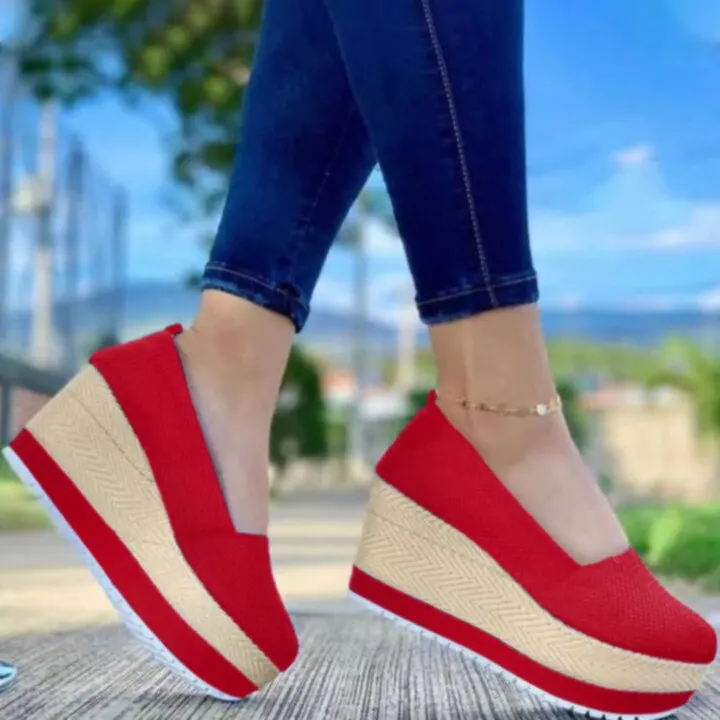 

2021 New Female Flat Shoes Summer Vulcanized Shoes Solid Thick Bottom Women's Sandals Fashion Casual Woven Style Women Shoes