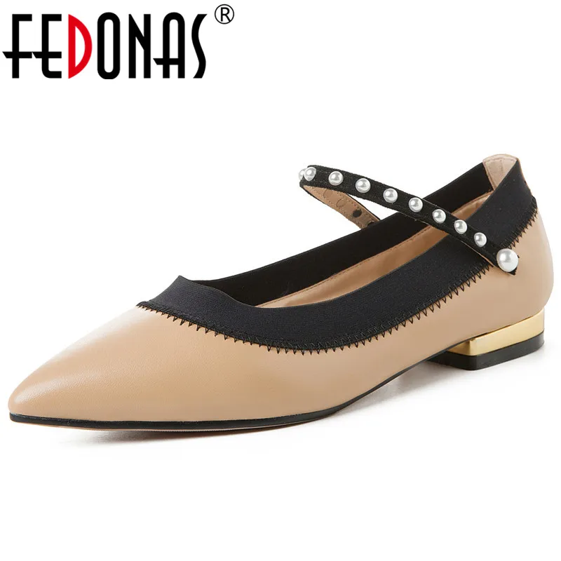Женские туфли на низком каблуке FEDONAS черные вечерние mary janes из натуральной кожи с