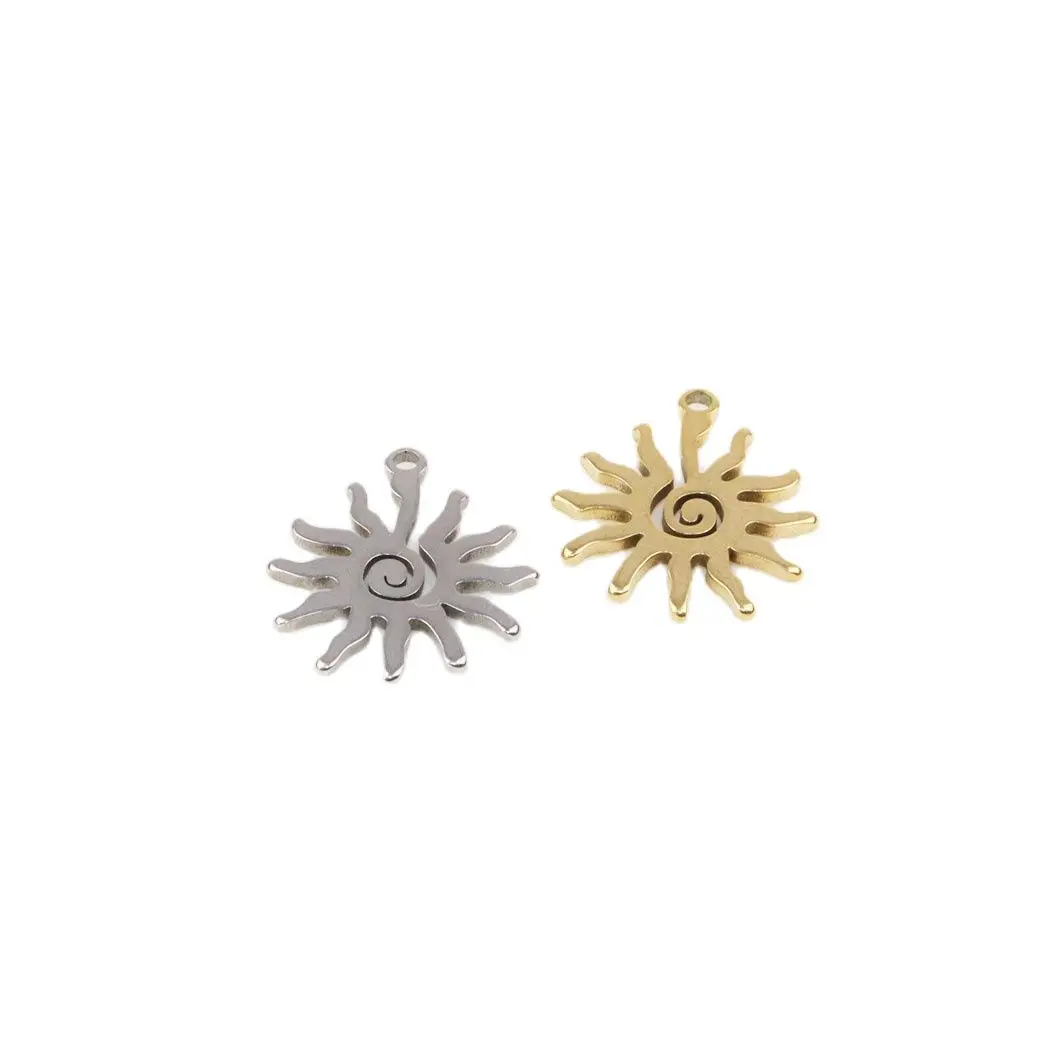 10pcs 15mm Wholesell Stainless Steel Pretty Sun Charms DIY Anklets Earrings Bracelets 18G Gold Unfading Colorless 2 Colors - купить по