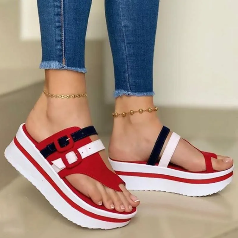 

Women's Open Toe Sandals 2021 Women's Large Wedge Heel Platform Buckle Women's Sandals and Slippers Flip-Flops Women's Shoes