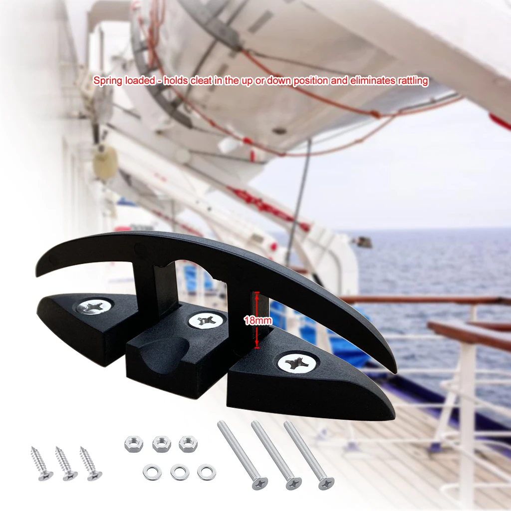 

2X 5inch Nylon Sailboats Flip Up Folding Pull Up Cleat Dock Deck Boat marine Kayak hardware Line Rope mooring Cleat accessories