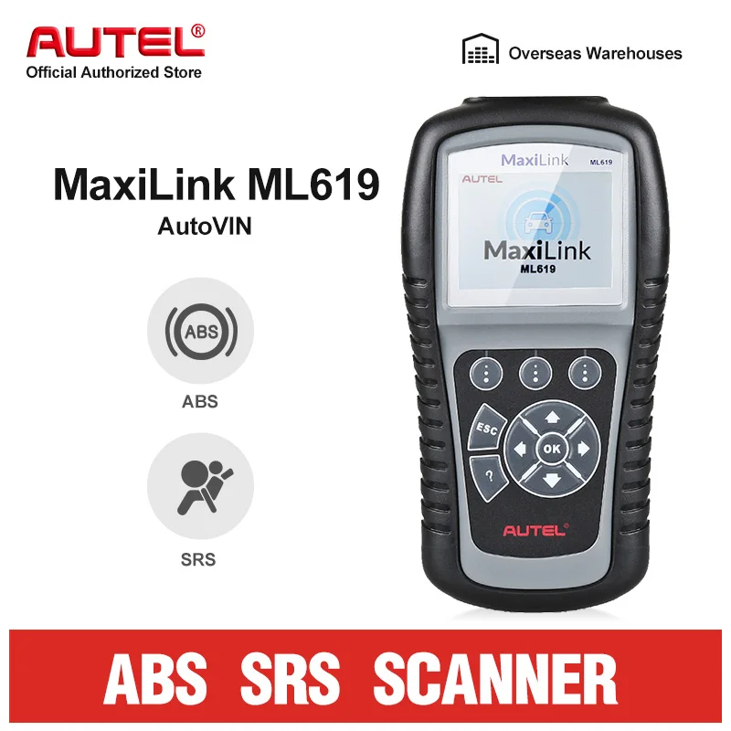 Autel MaxiLink ML619 ABS SRS сканер OBD2 автомобильный считыватель кода er DIY автоматический диагностический инструмент автомобильное сканирование подушек безопасности инструменты считыватель кода неисправности