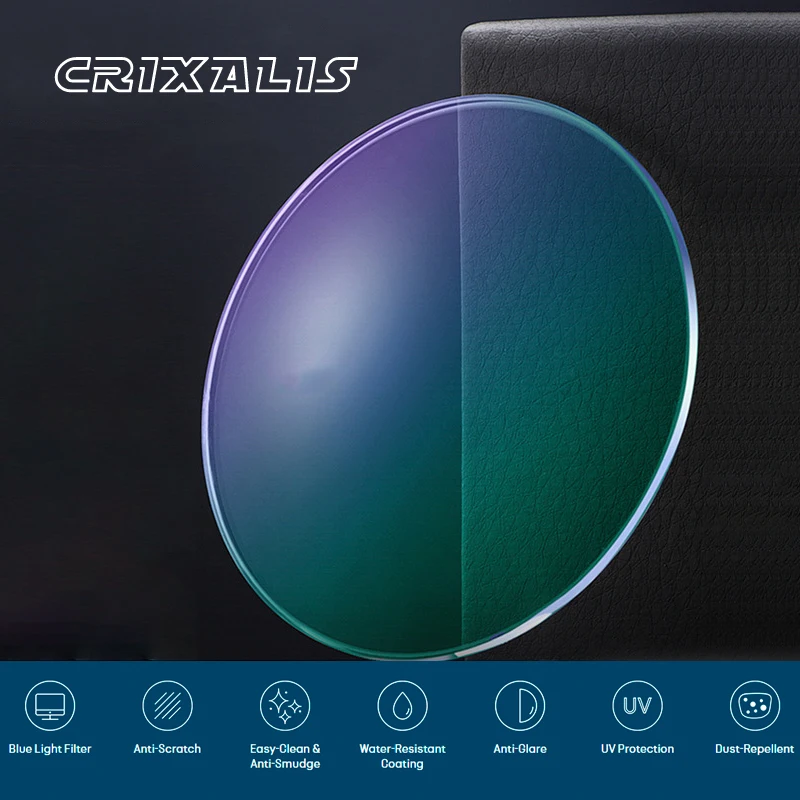 crixalis anti blue light blocking lens myopia hyperopia 1 56 1 61 1 67 1 74 optical prescription glasses sunglasses lens uv400 free global shipping