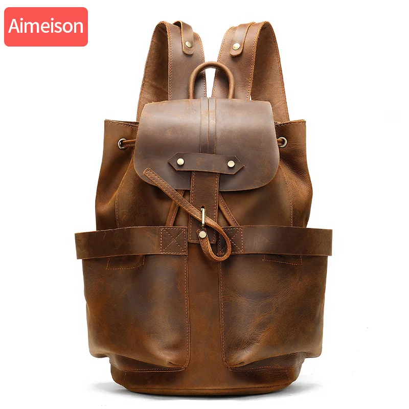 Crazy Horse Genuine Leather Travel Bag Men Vintage Duffel bag big Cow Carry On Luggage Weekend large shoulder | Багаж и сумки