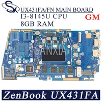 kefu ux431fafn laptop motherboard for asus zenbook 14 ux431fa ux431fn ux431f original mainboard 8gb ram i3 8145u gm