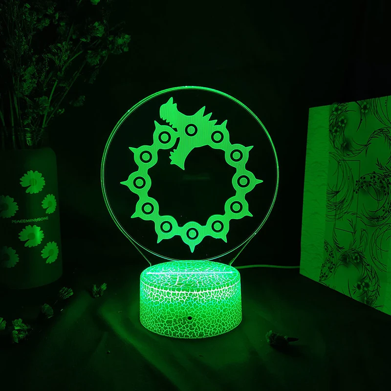 

Аниме «Семь смертных грехов», 3D светодиодный ночник, лампа, меняющая цвет, для детской спальни, декоративная лампа, «Гнев дракона», татуировка