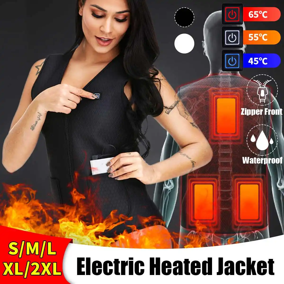 USB Heating Jackets Heated Vest Far Infrared Waterproof Cotton Coat Super Warm Outdoor Camping Hiking Men Sports Winter | Спорт и