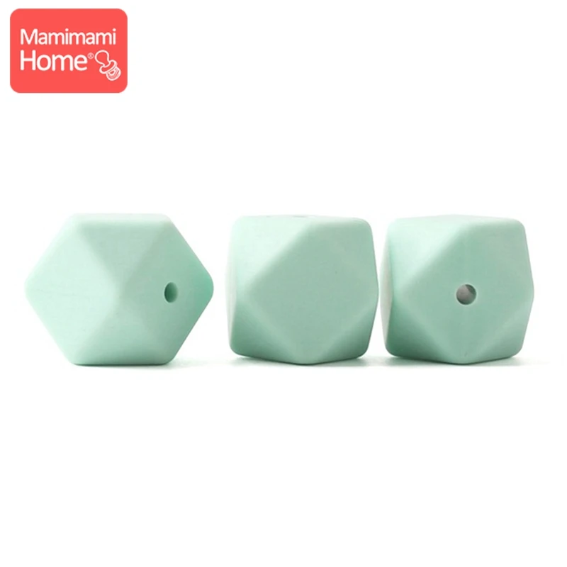 Mint Mamihome 5 шт. Детские Прорезыватели для кормления 17 мм силиконовая восьмиугольная бусина может жевать DIY Ювелирные изделия игрушки для коляски Аксессуары для кормления Детские трофеи - Цвет: Mint