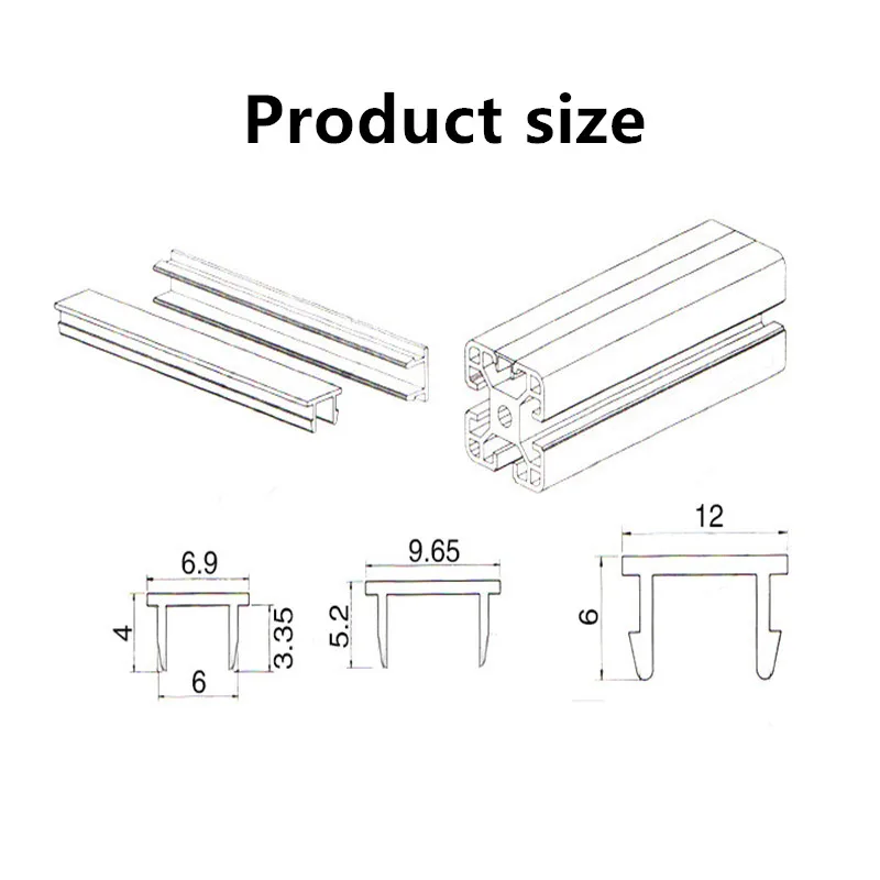 1pcs 500mm 20/30/40/45 series 6mm/8mm /10mm flat seal for 20/30/40 aluminum profile hard Slot Cover/Aluminum notch | Обустройство