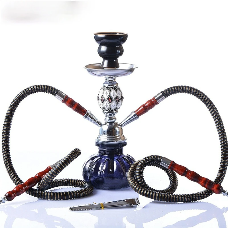 

Hookah Ceramics Bowl Cachimba Arab Hookah Glass Base Shisha Double Root Plastic Pipe Hookah Smoking Accessories Chicha Gift