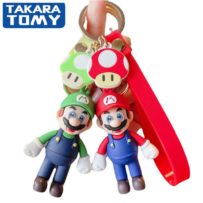 

New Super Mario Brothers Keychain Anime Character Luigi Mushroom Bag Pendant Car Accessories Decoration Gift