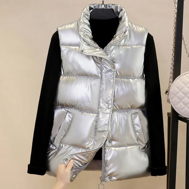 

Casual Vest Women Waistcoat Solid Warm Jacket Sleeveless Zipper Vest Women Coat With Pockets Turn-Down Collar Chaleco Mujer 2021